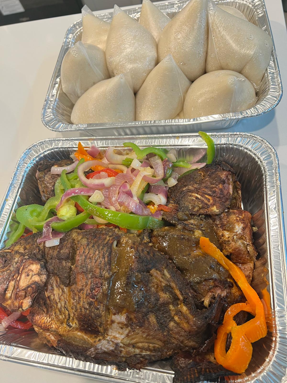 Banku (5 balls) & Grilled Tilapia (5 pcs)