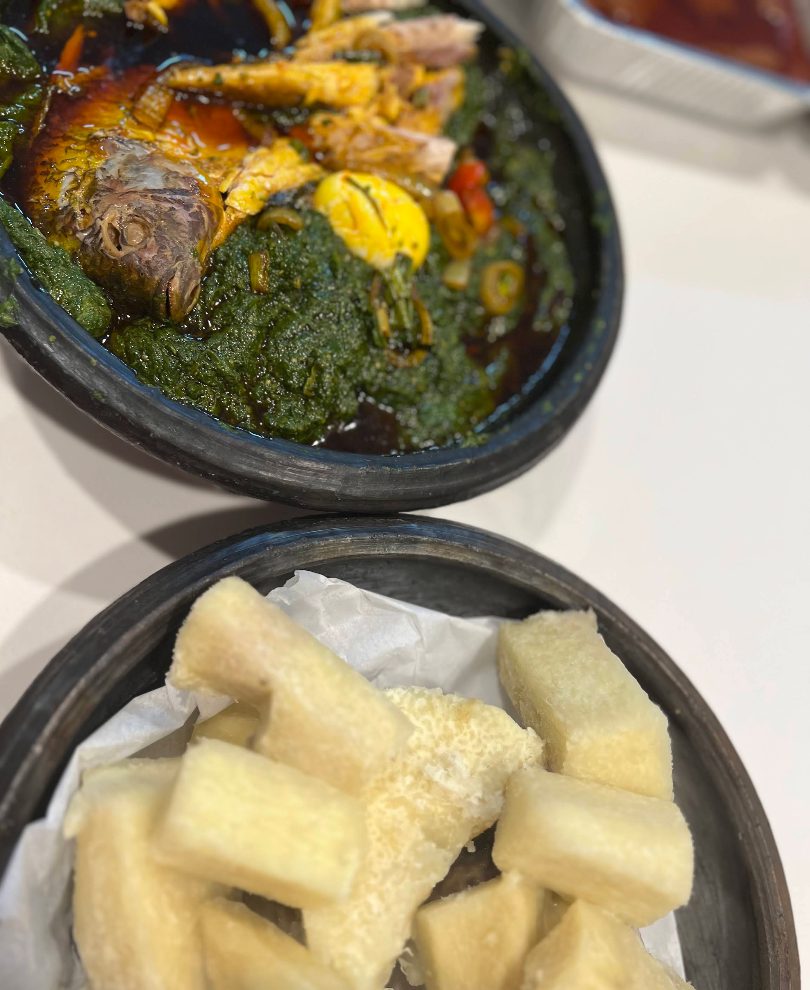 Loaded Egusi/Palava Sauce with Fufu/Yam